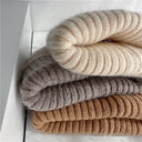Bernadette | Fuzzy Knit Beanie – Winter Ribbed Foldover Cuff Stretch Pull On
