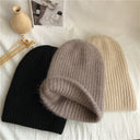 Bernadette | Fuzzy Knit Beanie – Winter Ribbed Foldover Cuff Stretch Pull On