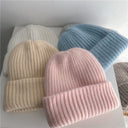 Bernadette | Fuzzy Knit Beanie – Winter Ribbed Foldover Cuff Stretch Pull On