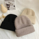 Bernadette | Fuzzy Knit Beanie – Winter Ribbed Foldover Cuff Stretch Pull On