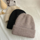 Bernadette | Fuzzy Knit Beanie – Winter Ribbed Foldover Cuff Stretch Pull On