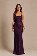 Beth | Sequin Maxi Dress – Evening Scoop Neck Wide Strap Sleeveless