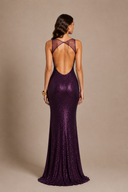 Beth | Sequin Maxi Dress – Evening Scoop Neck Wide Strap Sleeveless