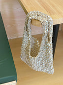 Bibi | Boho Beaded Shoulder Bag – Resort Vacation Open Knit Shell Detail