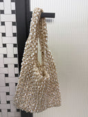 Bibi | Boho Beaded Shoulder Bag – Resort Vacation Open Knit Shell Detail