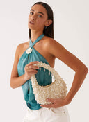 Billy | Beaded Hobo Bag – Wedding Guest Pearl Handle Teardrop Charms