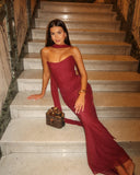 Bindi | Ruched Strapless Maxi – Scarf Neck Bodycon Formal Evening Occasion Dress