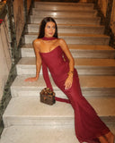Bindi | Ruched Strapless Maxi – Scarf Neck Bodycon Formal Evening Occasion Dress