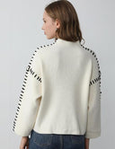 Blaise | Contrast Stitch Knit Sweater – Mock Neck Long Sleeve Drop Shoulder