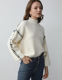 Blaise | Contrast Stitch Knit Sweater – Mock Neck Long Sleeve Drop Shoulder