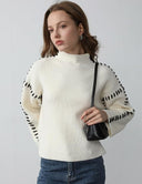 Blaise | Contrast Stitch Knit Sweater – Mock Neck Long Sleeve Drop Shoulder