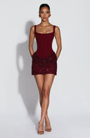 Blakeley | Corset Sequin Mini Dress – Square Neck Ruched Beaded Skirt