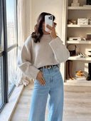 Blythe | Oversized Knit Sweater – Casual Crew Neck Drop Shoulder Wide Sleeve