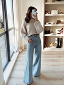 Blythe | Oversized Knit Sweater – Casual Crew Neck Drop Shoulder Wide Sleeve