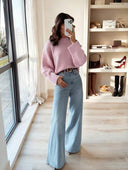 Blythe | Oversized Knit Sweater – Casual Crew Neck Drop Shoulder Wide Sleeve