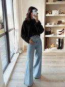 Blythe | Oversized Knit Sweater – Casual Crew Neck Drop Shoulder Wide Sleeve