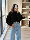 Blythe | Oversized Knit Sweater – Casual Crew Neck Drop Shoulder Wide Sleeve