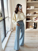 Blythe | Oversized Knit Sweater – Casual Crew Neck Drop Shoulder Wide Sleeve