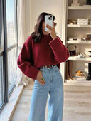 Blythe | Oversized Knit Sweater – Casual Crew Neck Drop Shoulder Wide Sleeve