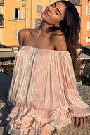 Bobbi | Off Shoulder Puff Sleeve Tiered Ruffle Mini – Fitted Bodycon Dress