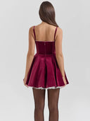 Bonnie | Velvet Mini – Spaghetti Strap Corset Tulle Hem A-Line Party Dress
