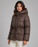 Brandi | Hooded Puffer Jacket – Winter Drawstring Waist Zip Front Pockets