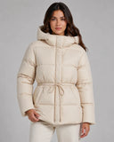 Brandi | Hooded Puffer Jacket – Winter Drawstring Waist Zip Front Pockets