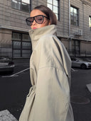 Brenda | Utility Solid Jacket – Casual Wear Drawstring Waist High Collar
