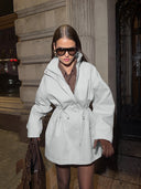 Brenda | Utility Solid Jacket – Casual Wear Drawstring Waist High Collar