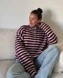 Brenna | Striped Knit Jacket – Funnel Neck Zip Front Long Sleeve