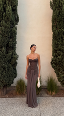 Briallen | Strapless Lace Maxi – Sweetheart Ruched Wedding Guest Dress