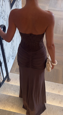 Briallen | Strapless Lace Maxi – Sweetheart Ruched Wedding Guest Dress
