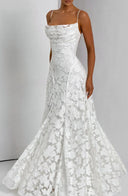 Briar | Floral Lace Maxi – Scoop Neck Spaghetti Strap A-Line Wedding Guest Dress