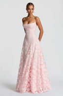 Briar | Floral Lace Maxi – Scoop Neck Spaghetti Strap A-Line Wedding Guest Dress