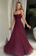Briar | Floral Lace Maxi – Scoop Neck Spaghetti Strap A-Line Wedding Guest Dress