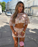 Briella | Sequin Summer Two Piece – Crop Top Mini Skirt Festival Party Co-ord Set