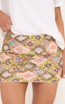 Brielle | Floral Sequin Mini Skirt – Multicolour Beaded Embellished Party Skirt