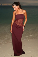 Brietta | Spaghetti Strap Lace Waist Maxi – Bodycon Cut Out Evening Summer Dress