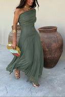 Brittany | Maxi – One Shoulder Draped Sleeveless A-Line Formal Wedding Guest Dress
