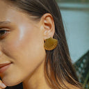 Brooke | Gold Shell Fan Stud Earrings – Oversized Scallop Summer Statement Jewellery