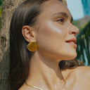 Brooke | Gold Shell Fan Stud Earrings – Oversized Scallop Summer Statement Jewellery