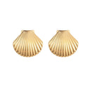 Brooke | Gold Shell Fan Stud Earrings – Oversized Scallop Summer Statement Jewellery