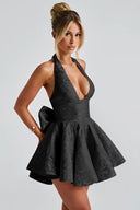 Bryleigh | Halter Neck Mini – Deep V Oversized Back Bow Summer Party Dress