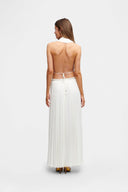 Brynlee | Halter Neck Pleated Set – Deep V Peplum Top Maxi Skirt Summer