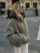 Cadence | Oversized Hooded Jacket – Zip Front Long Sleeve Casual Wear
