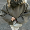 Cadence | Oversized Hooded Jacket – Zip Front Long Sleeve Casual Wear