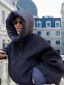 Cadence | Oversized Hooded Jacket – Zip Front Long Sleeve Casual Wear