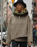 Cadence | Oversized Hooded Jacket – Zip Front Long Sleeve Casual Wear