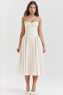 Calliope | Midi – Spaghetti Strap Bustier Corset Full A-Line Wedding Guest Dress