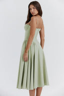 Calliope | Midi – Spaghetti Strap Bustier Corset Full A-Line Wedding Guest Dress